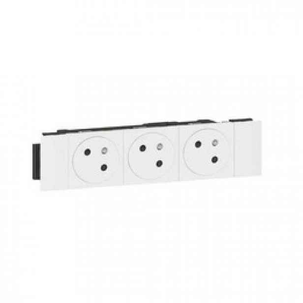 Zásuvka 3x2P+Z bílá plochá integrovaná Mosaic 6M Legrand 077103L