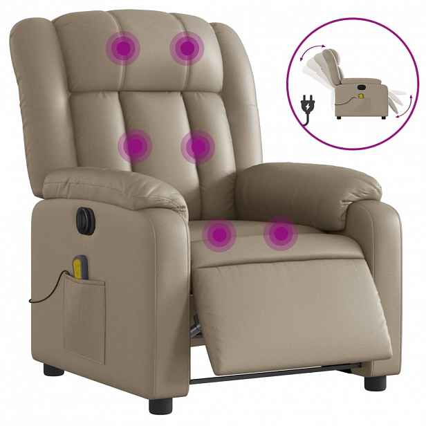 vidaXL Elektrické masážní polohovací křeslo cappuccino umělá kůže