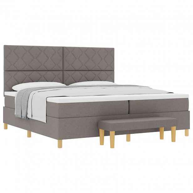 vidaXL Postel s boxspringem s polštářem Taupe 200 x 200 cm textil