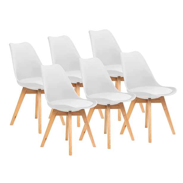 Furnify Skandinávské křeslo Björn 6 ks Do obývacího pokoje a jídelny Bílá