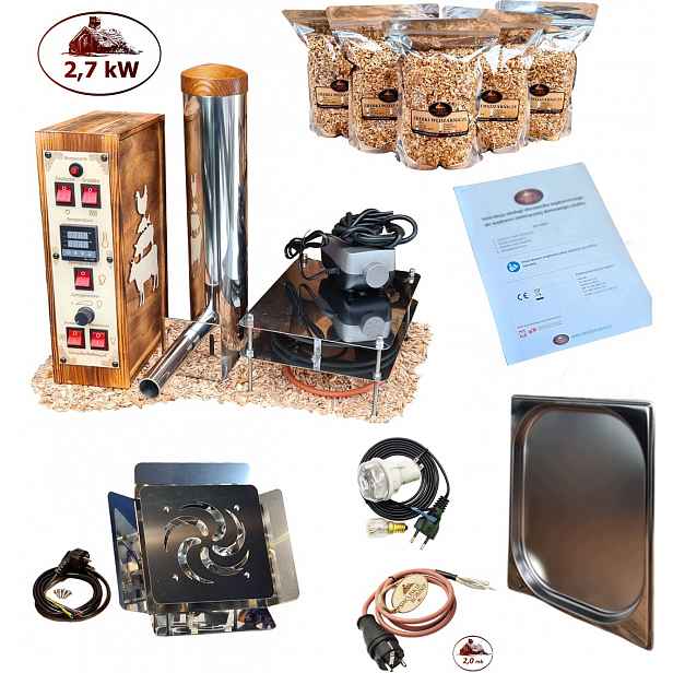 Ovladač pro udírnu 2700 W 2,7 kW Dymogenerátor Ohřívač Termocirkulace Sada
