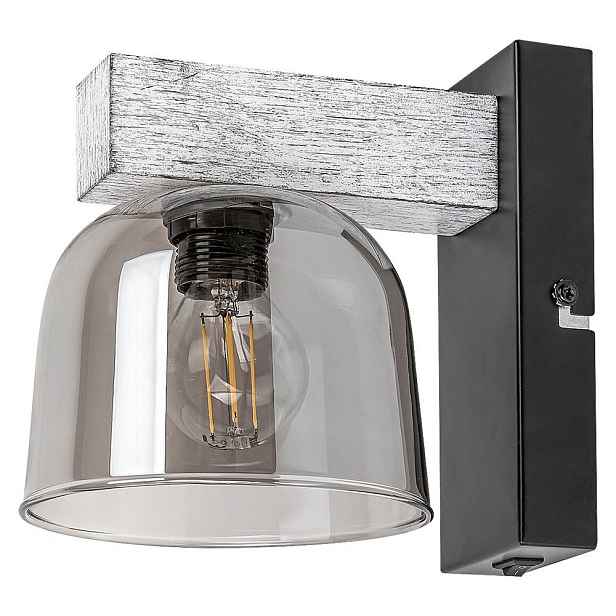 Šedá nástěnná lampa Cardamom s teplým leskem nad zrcadlo v koupelně Rabalux