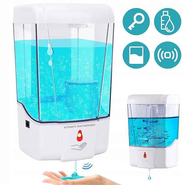 Bezdotykový Dávkovač Tekutého Mýdla Automatický 700ML Na Baterie Bílý