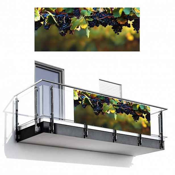 MuchoWow BALKONOVÁ ZÁSTĚNA Hrozny - Víno - Příroda - Zelená 300x120 cm