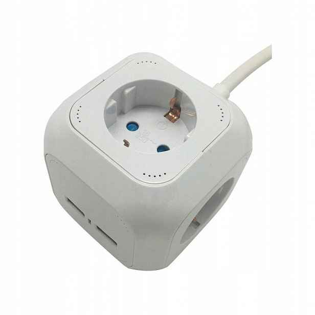 V-tac Prodlužovací Kabel Kostka 4 zásuvky 2x Usb 1.4 m