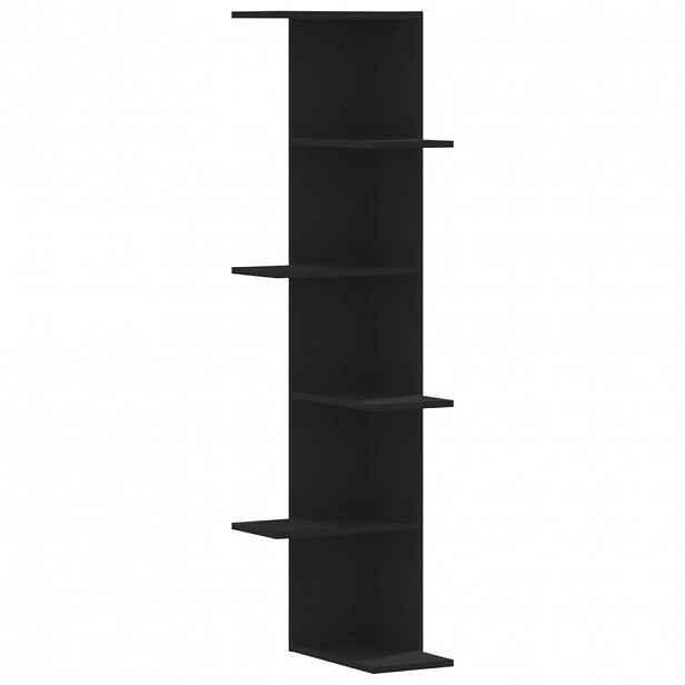 vidaXL Nástěnná rohová police černá 36,5x36,5x140 cm kompozitní dřevo