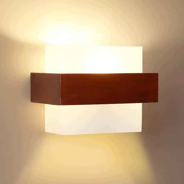 Nástěnné Svítidlo Hnědé Sklo E27 Čtverec Moderní Do Obývacího Pokoje 22CM