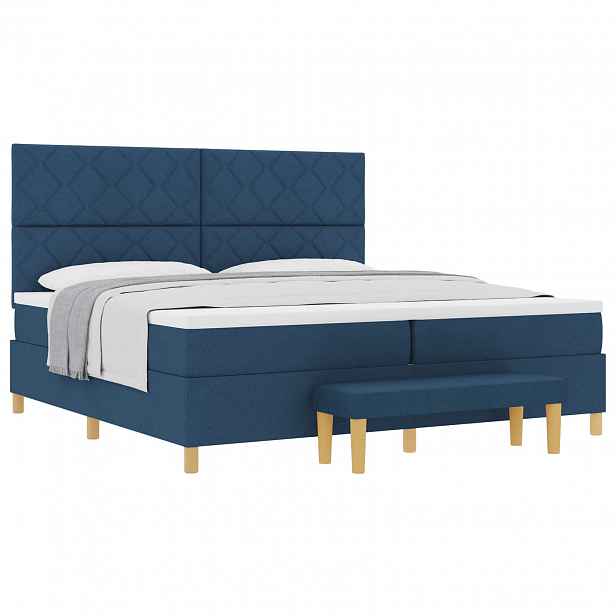 vidaXL Postel s boxspringem s čelo Modrá 200 x 200 cm textil