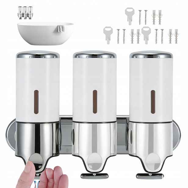 3X Nástěnný Dávkovač Mýdla A Sprchového Gelu Šamponu Do Hotelu Domu 500ML