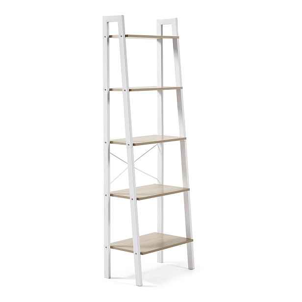 Bílý/v přírodní barvě regál v dekoru dubu 56x172x32 cm Aarhus – Kave Home