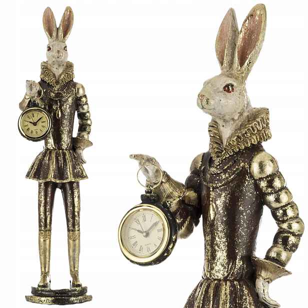 Figurka Pierrot Králík s hodinami Dekorace Dárek Hodiny