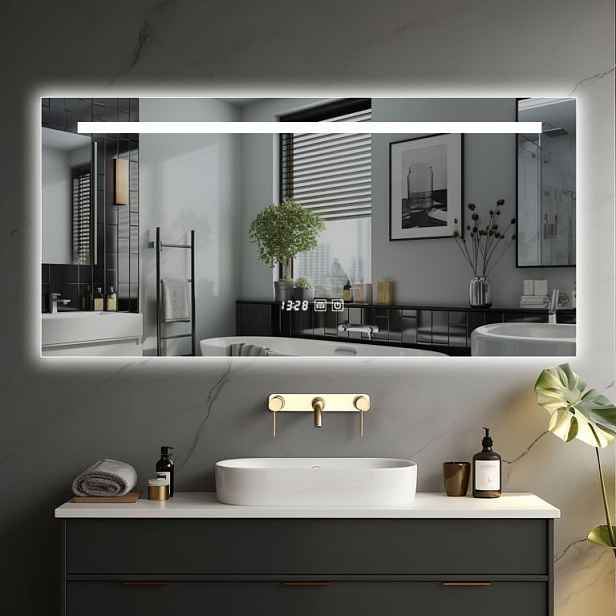 IREDA Koupelnové zrcadlo s LED osvětlením, 80 x 60 cm 95795