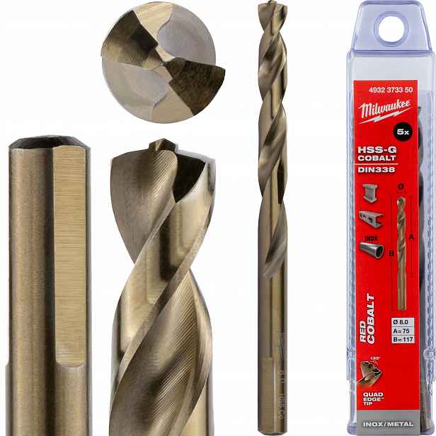 Kobaltové vrtáky do kovu 8 mm 5ks z nerezové oceli Milwaukee Cobalt