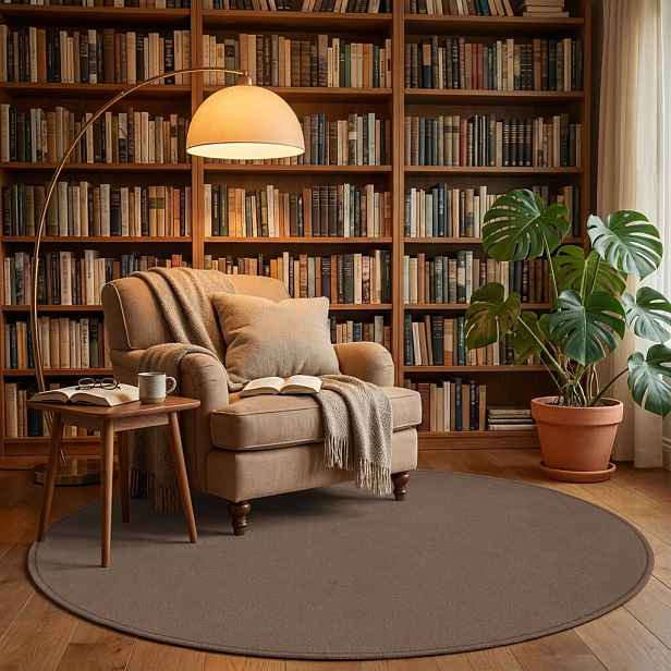 Kusový koberec Royal Lux 40 hnědý kruh, 400x400 (průměr) kruh, hnědá, ložnice, AladinWorld Expres