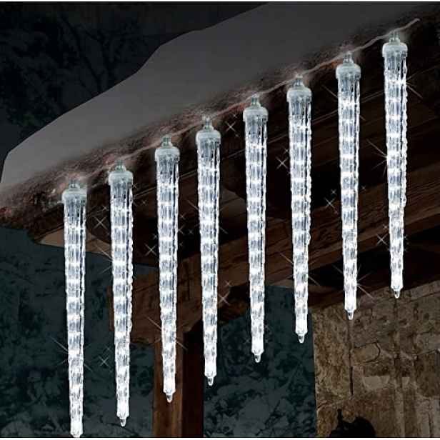Lampičky Sople Meteory Padající Sníh 40 CM 8 Bílá Studená Pravá