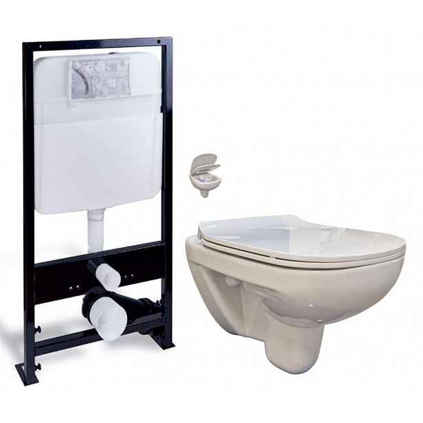 PRIM předstěnový instalační systém bez tlačítka + WC bez oplachového kruhu Edge + SEDÁTKO PRIM_20/0026 X EG1