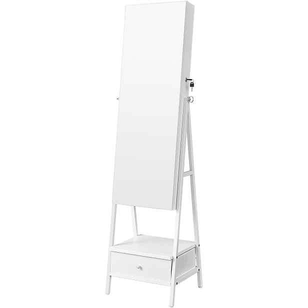 Toaletní Stolek se zrcadlem 157 cm Skříňka na šperky na klíček Songmics Bílá