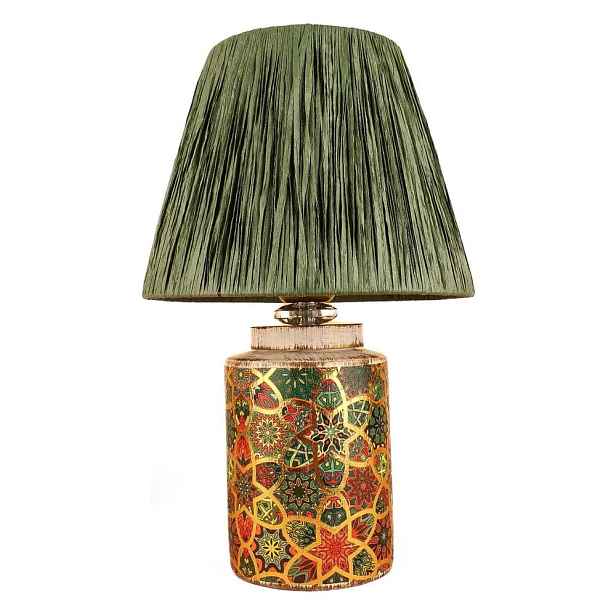 Zelená stolní lampa se stínidlem z papírového výpletu (výška 38 cm) Alev – Opviq lights