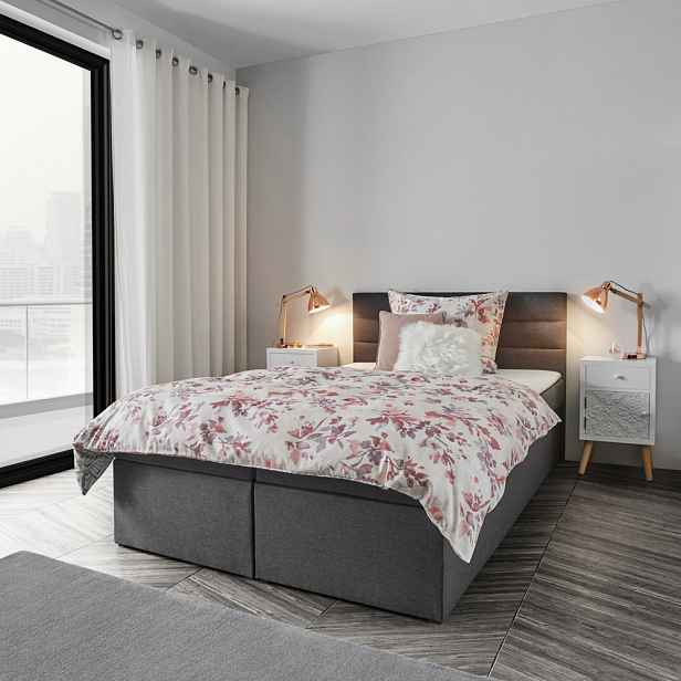 Boxspring Postel Lisa, antracitová, 140x200 Cm