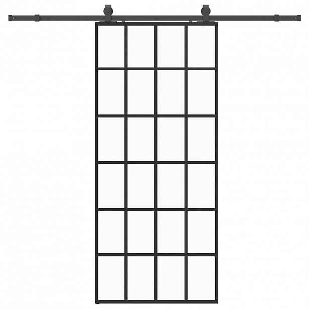 vidaXL Posuvné dveře se sadou kování černé 90x205 cm ESG Glass