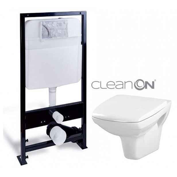 PRIM předstěnový instalační systém bez tlačítka + WC CERSANIT CLEANON CARINA  + SEDÁTKO PRIM_20/0026 X CA1