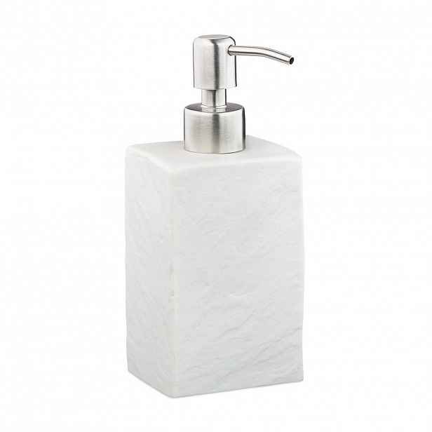 Relaxdays DÁVKOVAČ MÝDLA Bílý kamenný vzhled 200 ml