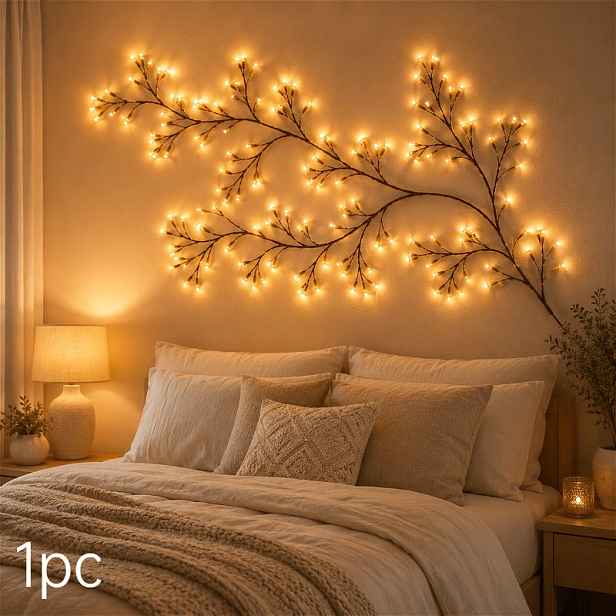TEMU 120 cm/47,24 palce 48-LED vánoční dekorativní řetězová světla, Halloween, proutěná světla napájená přes USB, světelné řetězy ve tvaru popínavé