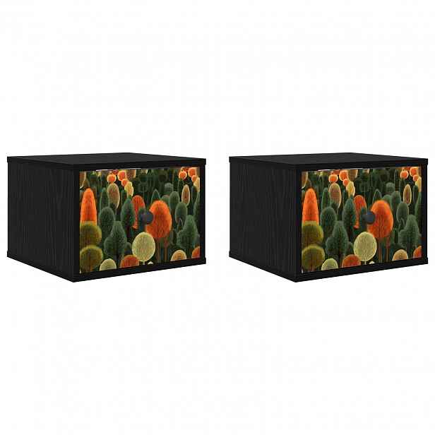vidaXL Nástěnná noční skříňka ZAANDAM 2 ks Černý dub 36 x 33 x 25 cm