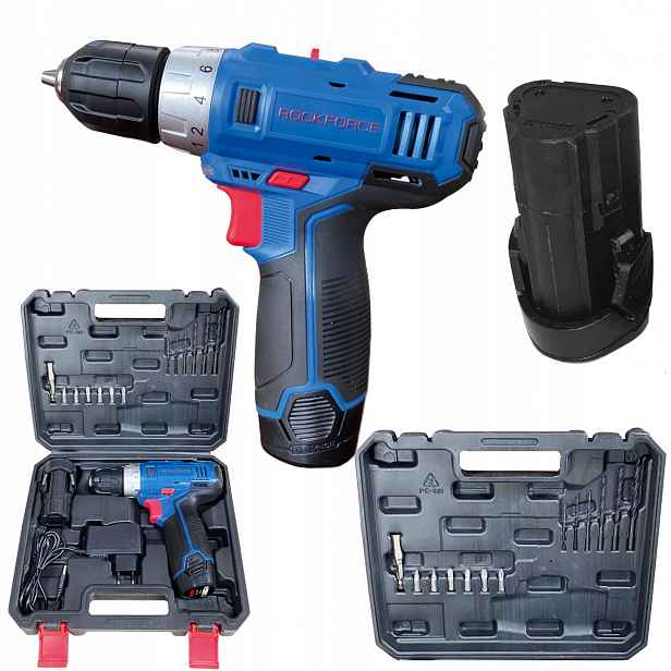 Aku Šroubovák bezdrátový kufr 12V 1300 mAh Rockforce