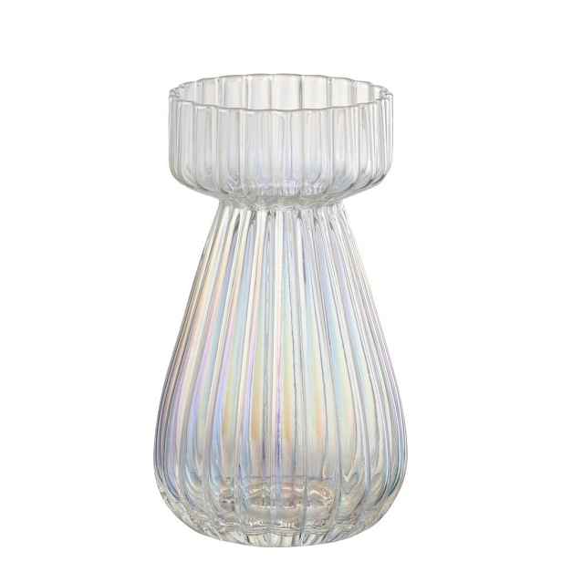 Duhová skleněná vázička s žebrováním Tippo - Ø 8*14 cm J-Line by Jolipa