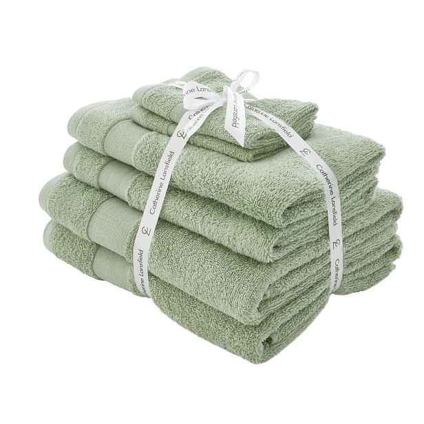 Zelené froté bavlněné ručníky a osušky v sadě 6 ks Anti-Bacterial – Catherine Lansfield
