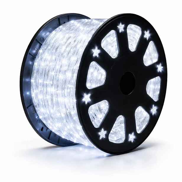 Easy Fix světelná LED hadice venkovní, 50 m, ledově bílá, 230 V, 1500 diod, průhledná hadice, IP44, cívka