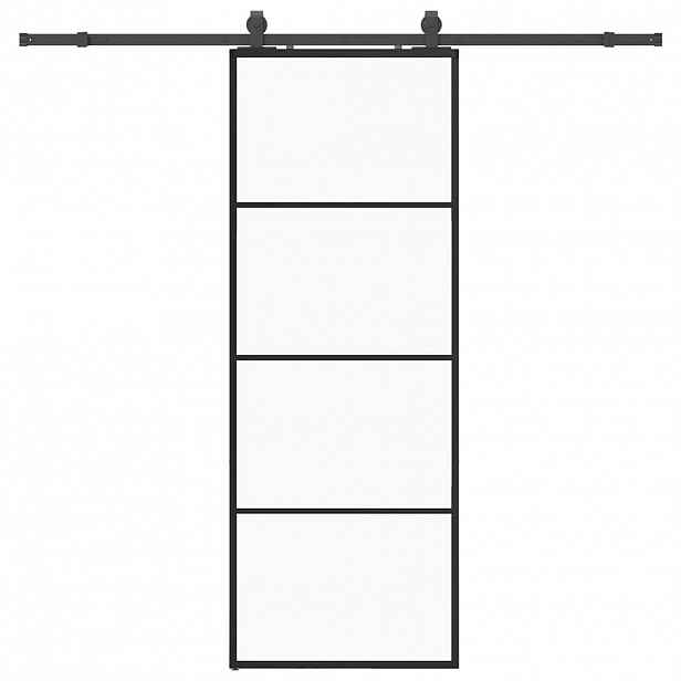 vidaXL Posuvné dveře se sadou kování černé 76x205 cm ESG Glass