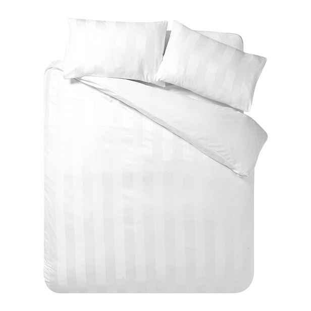 Bílé saténové povlečení na dvoulůžko 220x230 cm So Soft Satin Stripe – Catherine Lansfield
