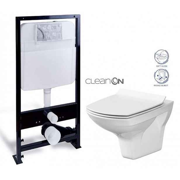 PRIM předstěnový instalační systém bez tlačítka + WC CERSANIT CLEANON CARINA + SEDÁTKO PRIM_20/0026 X CA3