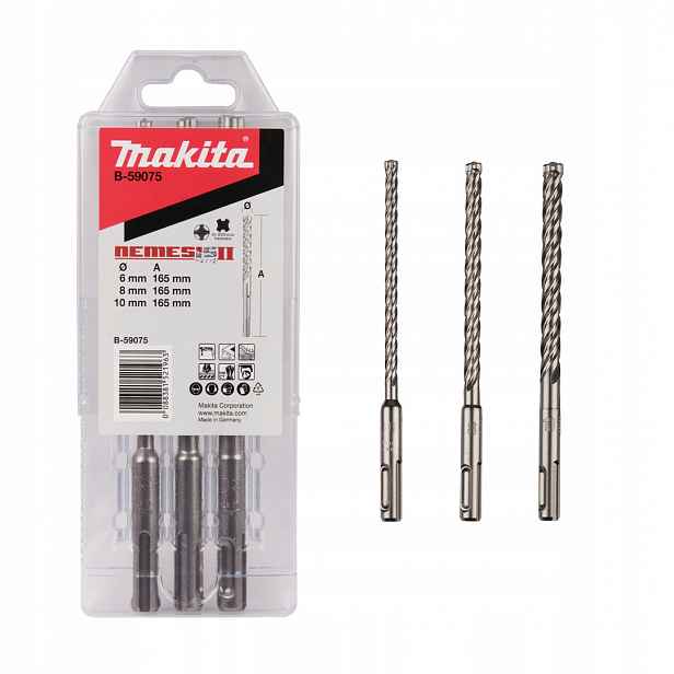 Sada vrtáků Makita B-59075 Nemesis2 Sds 165 mm 4-břité 4-spirálové 3ks