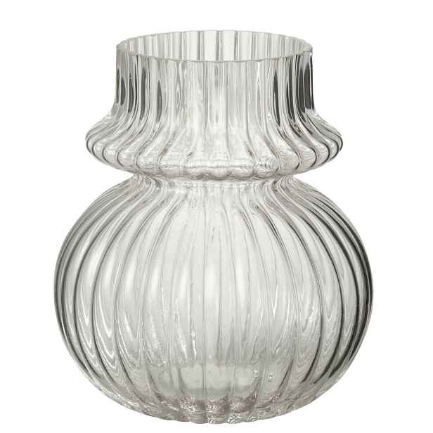 Transparentní skleněná váza s žebrováním Kanno - Ø 15*17 cm J-Line by Jolipa