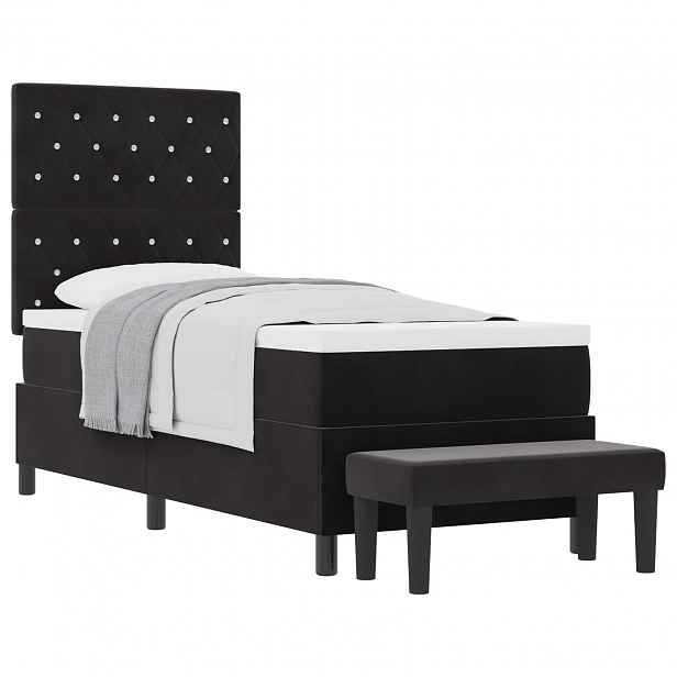 vidaXL Postel s boxspringem s čelo Černá 200 x 80 cm samet