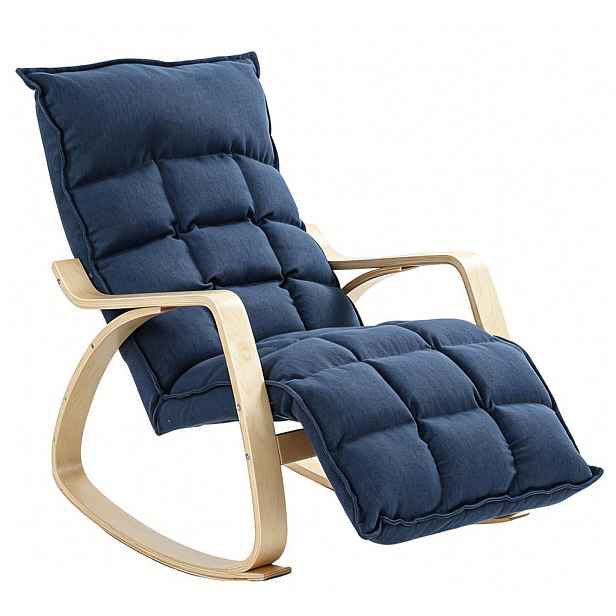 HOMCOM HOUPACÍ křeslo s imitací lnu, 100% polyester, tmavě modrá
