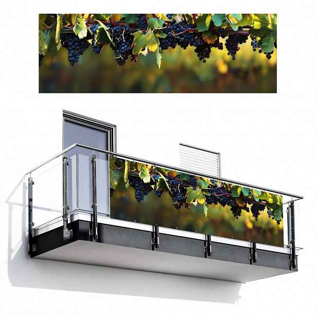 MuchoWow BALKONOVÁ ZÁSTĚNA Hrozny - Víno - Příroda - Zelená 300x100 cm