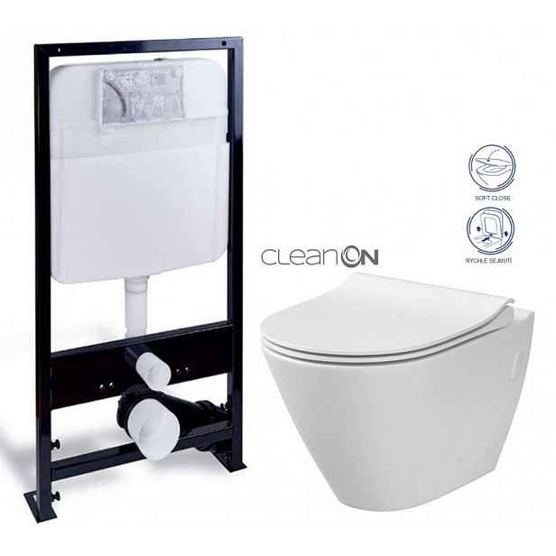 PRIM předstěnový instalační systém bez tlačítka + WC CERSANIT CLEANON CITY PRIM_20/0026 X CI1