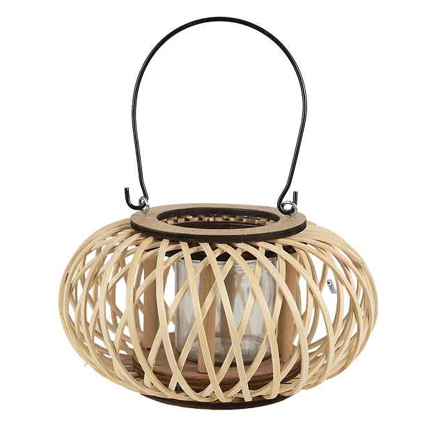 Přírodní dřevěná lucerna Bamboo - Ø 23*12 cm Clayre & Eef