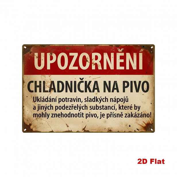TEMU 2D plochá, 2D plochá 1ks Vintage česká kovová cedule, 20X30 cm železná cedule, zábavný varování s citátem o chladničce na , dekor v vintage