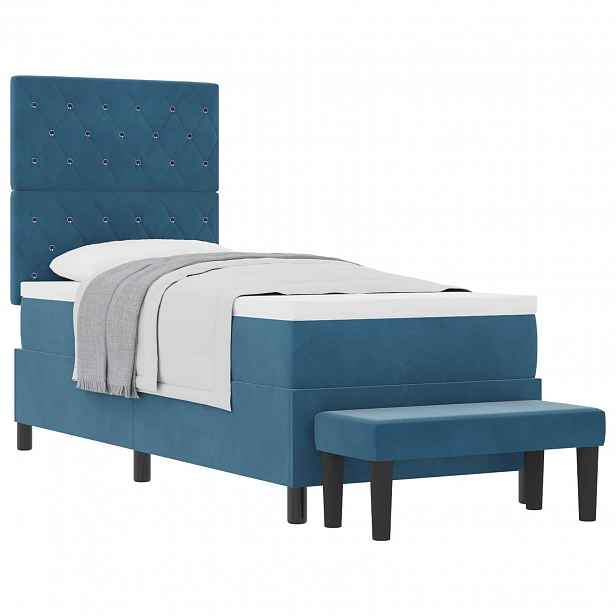 vidaXL Postel s boxspringem s polštářem Tmavě moddrá 200 x 80 cm samet