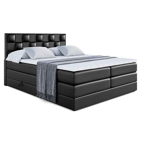 ALTDECOR BOXSPRINGOVÁ POSTEL s matrací H3/H4 - ZAFIRA-BZ KING - 160x200 cm Černá