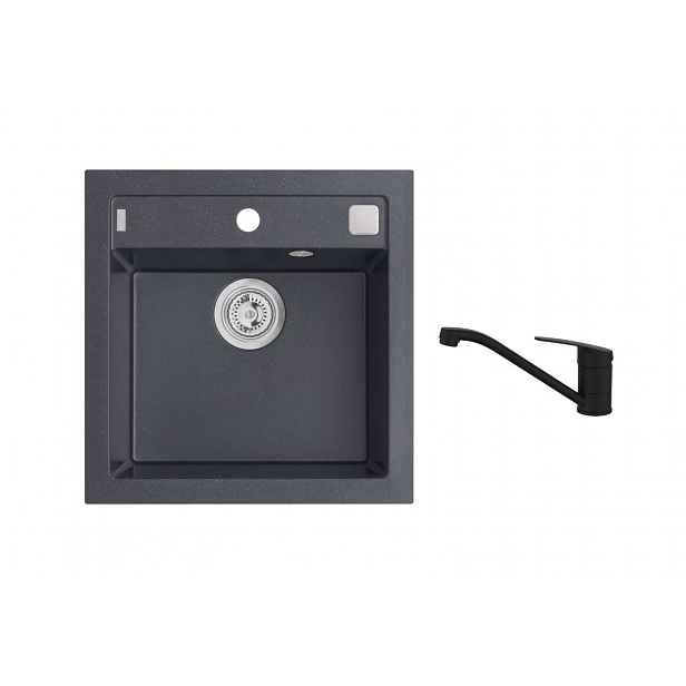 Alveus - Set dřezu Formic 20 a baterie Clara, s ovládáním odpadu, carbon SETA25893