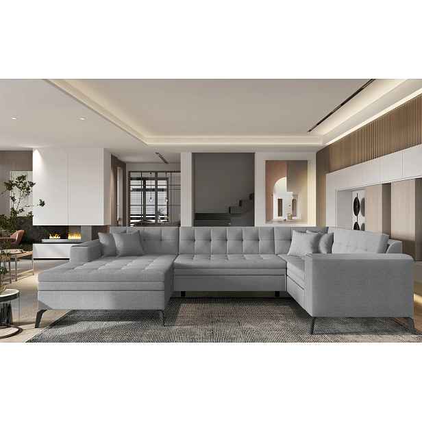 Stylová sedací souprava do U LYSANDRA - šedá, levé provedení