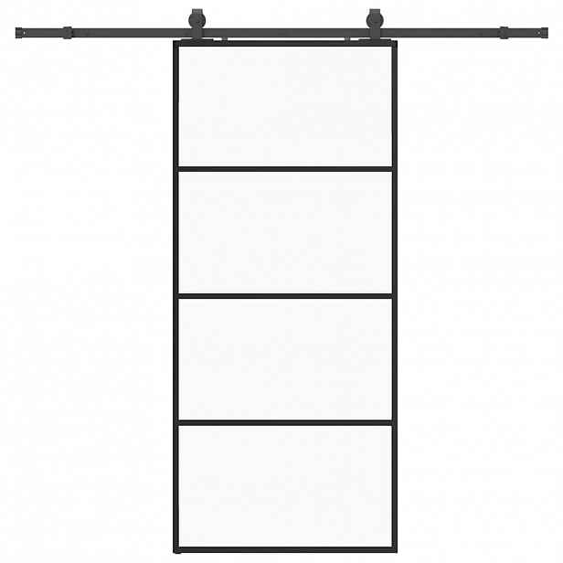 vidaXL Posuvné dveře se sadou kování černé 90x205 cm ESG Glass