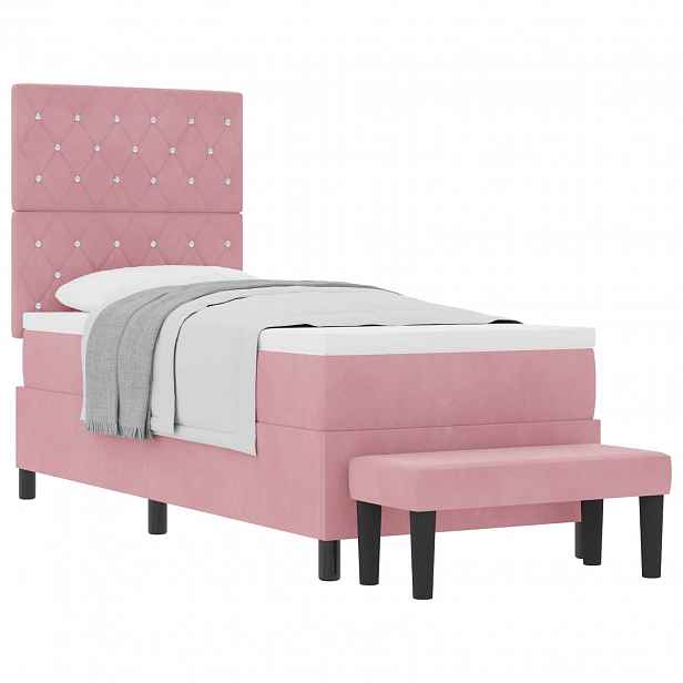 vidaXL Postel s boxspringem s čelo Růžová 200 x 80 cm samet