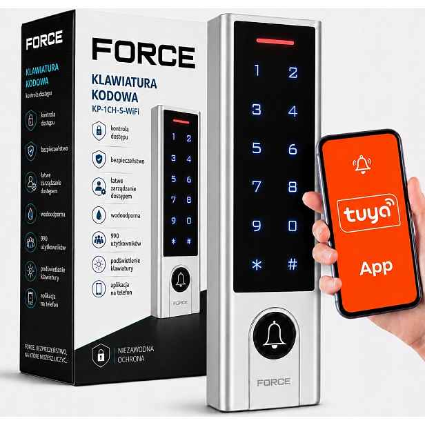 Force kódová klávesnice pro brány KP-1CH-S-WIFI, Tuya, Šifrovač, Karty Rfid